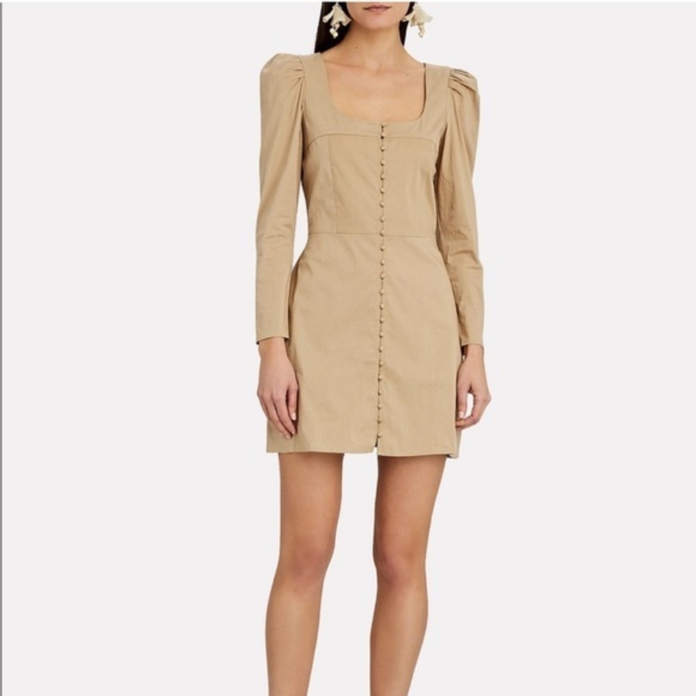 St. Roche Dress Sandrine Mini Button Down in Beige